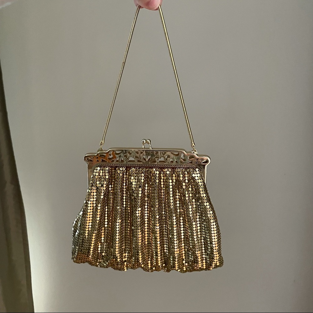 Vintage Whiting & Davis gold evening bag